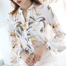 Blusas Mujer De Moda 2021 Long Sleeve Floral Print Chiffon Blouse Shirt Tops Women V-neck Office Ladies Tops Blouse Women A90 2024 - buy cheap