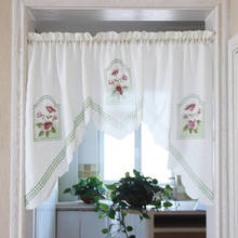 New Cafe Short Kitchen Curtains Fruits Design Embroidery Lace Japanese Door Curtain Cotton and Linen Blending Window Curtains 2024 - buy cheap