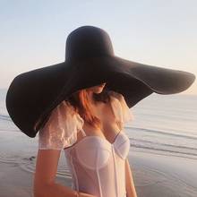 25cm Wide Brim Straw Hats For Women Summer Outdoor Travel Foldable Oversized Beach Hat Woman Seaside UV Protect Sun Hats 2024 - buy cheap