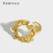 ANDYWEN-anillos de plata de ley 925 con formas geométricas irregulares, anillos ajustables, redondos, Punk, Rock, regalo de boda especial, 2021 2024 - compra barato