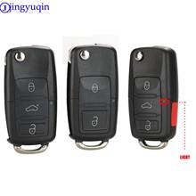 jingyuqin  2/3/4 B Folding Car Remote Key Shell Case Fob For VW Passat Polo Golf Touran Bora Ibiza Leon Octavia Fabia 2024 - купить недорого