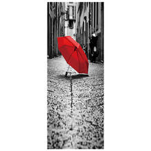 Pegatinas de puerta de estilo parisino para decoración del hogar, papel tapiz de póster de vista de la ciudad, paisaje de lluvia de calle antigua, arte de pared 3d, mural de vinilo, 77x200cm 2024 - compra barato
