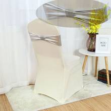 Wholesale Price Metallic Lycra Chair Band Spandex Chair Sashes For Wedding Banquet Chair Cover Event Party Decoration 2024 - buy cheap