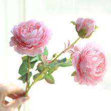 3 Heads/branch Artificial Peony Flower Fake leaf  Silk Wedding Bouquet flowers for home party garden DIY decoration 2024 - buy cheap