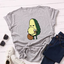 Camiseta feminina estampada estilo abacate, camiseta de algodão com manga curta, desenho engraçado 2024 - compre barato