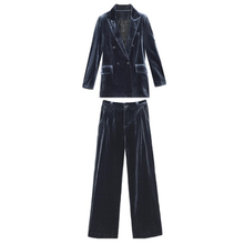 Yasuguji-trajes de oficina para mujer, pantalones elegantes con doble botonadura, trajes de negocios de terciopelo para mujer, ropa de invierno 2021 2024 - compra barato
