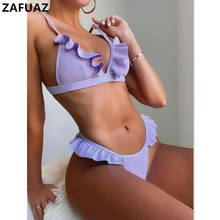Biquíni feminino com babados, sexy, traje de banho, push up, moda praia, novo, 2021 2024 - compre barato