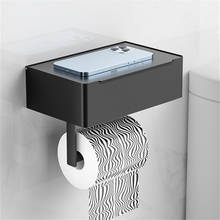 Wall Mounted Black Toilet Paper Holder Tissue Paper Holder Roll Holder With Phone Storage Shelf  Bathroom Accessories 2024 - купить недорого