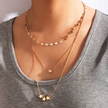 HuaTang Boho little Star Tassel Necklace for Women Vintage Gold Color Geometric Clavicle Chain Beach Jewelry Accessories 17440 2024 - buy cheap