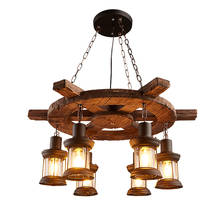 Lámparas colgantes industriales de madera maciza para LOFT, Retro, barco antiguo, Vintage, personalidad creativa, para comedor y sala de estar 2024 - compra barato