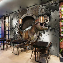 Papel tapiz de fondo 3D de dinosaurio Bar KTV, equipo de Metal de viento Industrial Retro personalizado, decoración de restaurante, Club de música, Mural 3D 2024 - compra barato