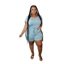 S-5XL plus size jumpsuits  women clothing 2021 summer Fashion casual loose solid color straps short sleeve o-neck Dropshipping 2024 - buy cheap