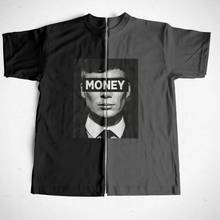 Coolmind camiseta 100% algodão masculina, camiseta da moda de rua com estampa de dinheiro legal camiseta masculina solta gola redonda camisetas tops 2024 - compre barato