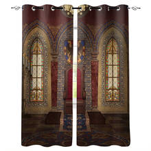 Cortinas de ventana de palacio Medieval para sala de estar, cocina, dormitorio de niños, decoración interior del hogar, edificio de Castillo antiguo 2024 - compra barato