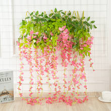 1PC 110cm Silk Wisteria Flowers White Hanging Flower For Decor Artificial Plants For Wedding Party Wall Decoration DIY Home 2024 - купить недорого