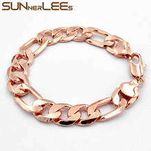 Sunnerleas-pulsera de cadena de eslabones de Color oro rosa para hombre y mujer, brazalete con cadena de eslabones, Color blanco, Curb, 5mm-12mm, C26 B 2024 - compra barato