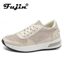 Fujin sapato de plataforma feminino, sapatos macios confortáveis de caminhada, tênis chunky respiráveis de primavera, outono para mulheres, branco, 2021 2024 - compre barato