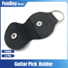 High Quality Genuine Leather Guitar Pick Holder Guitarra Plectrum Case Bag wiht Keychain Guitar Accessories Black Brown 2024 - buy cheap