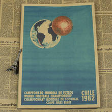 Póster de fútbol Vintage grande "Copa del Mundo 1962 en Chile", decoración del hogar, póster antiguo detallado, gráfico de pared, Papel Kraft mate Retro 2024 - compra barato