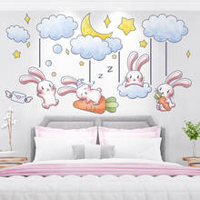 [Shijuekongjian] adesivos de parede para crianças, coelhos, animais, faça você mesmo, nuvens, estrelas, cenouras, decoração de casa para quarto de bebê 2024 - compre barato