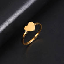 Women Peach Hearts Shaped Wedding Rings Stainless Steel Gold and Silver Color Luckyoverflow Fashion Jewellery Ring Stacked