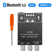 ZK-1002T 100Wx2 Bluetooth 5,0, регулировка высоких и низких частот, усилитель сабвуфера, плата, канал, высокомощный аудио стерео усилитель басов 2024 - купить недорого