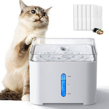 Bebedouro elétrico para gatos e cachorros, fonte de água, 2l com iluminação led, design inclinado, cuidado com o pescoço, para filhotes 2024 - compre barato