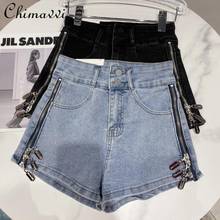 2021 Spring New Side Zipper Design Punk Washed Female Denim Shorts Women's Fashion High Waist Solid Color Soft Pants 2024 - buy cheap