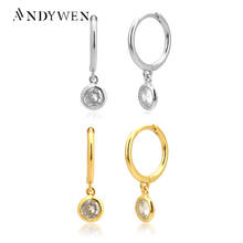 ANDYWEN 925 Sterling Silver Round Zircon Drop Earring 2020 Fine Luxury Piercing Dangle Charm European Jewelry Rock Punk Wedding 2024 - buy cheap