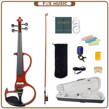 Conjunto de violín eléctrico de tamaño completo, accesorios de ébano con arco de madera de brasil, colofonia, cuerdas de violín, puente, sintonizador, auriculares y Cable de Audio, 4/4 2024 - compra barato