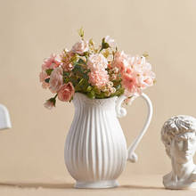 Chaleira cerâmica vaso de flores branco puro arranjo de flores pote de leite decoração para casa garrafa estilo country criatividade vaso mesa 2024 - compre barato