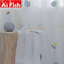 Football Embroidered Children's Bedroom Curtains Tulle Boys Sheer Curtains for Living Room Tulle White Voile Curtains wp422-5 2024 - buy cheap