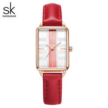 Shengke relógio retangular branco puro, relógio criativo feminino, mostrador japonês de movimento de quartzo 2024 - compre barato