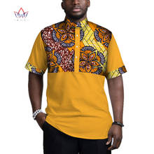 Men Short Sleeve Top Tees African Clothes Bazin Riche African Design Clothing Casual Mens Print Patchwork Top Shirts WYN781 2024 - buy cheap