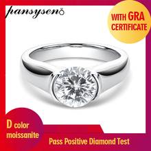 PANSYSEN 2ct 8MM Round Cut D Color Moissanite Wedding Ring for Women Men Solid Silver 925 Fine Jewelry Couple Engagement Ring 2024 - buy cheap