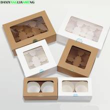 20pcs/lot 9/24/16x16x7.5cm 2/6/4 Cupcakes boxes with PVC Window, Cookie  packaging boxes, kraft cardboard Square Muffin Boxes 2c 2024 - buy cheap