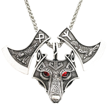 Nostalgia gótico lobo e corvo gravado em eslavo perun machado runas othala algiz viking colar wiccan amuleto pagão bruxa jóias 2024 - compre barato