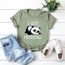 Camiseta con estampado de Panda para mujer, ropa de talla grande S-5XL, 100% algodón, cuello redondo, manga corta, de verano 2024 - compra barato