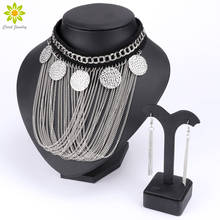 2022 Hot Sale New Fashion Jewelry Sets Statement Tassels Necklace Earrings Sets Women Charming Pendant Chain Accessories 2024 - buy cheap