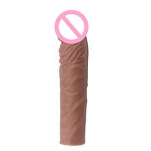 Реалистичный презерватив 8 дюймов, увеличенный рукав, мужские презервативы, мужской усилитель члена, интимные товары, игрушки для мужчин 2024 - купить недорого