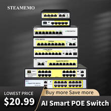 STEAMEMO POE Switch With 8 POE Port IEEE802.3af/at For Ip Camera/Wireless AP/Wifi Router 10/100M Network Switch With SFP Port 2024 - купить недорого