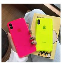 Модный флуоресцентный желтый чехол для телефона iphone 11 Pro Max XR X XS Max 7 8 plus, Роскошный прозрачный мягкий чехол 2024 - купить недорого