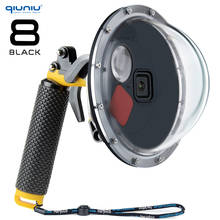 QIUNIU-filtro subacuático para GoPro Hero 8, puerto de cúpula conmutable, funda de buceo impermeable con agarre de gatillo, accesorio negro, 45m 2024 - compra barato