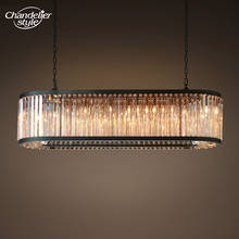 Welles Clear Smoke Crystal Rectangular Chandeliers Vintage LED Oval Black Lights Living Room Dining Room Farmhouse Lamps Lustre 2024 - buy cheap