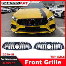 2019+ W177 GT style front grille for ben-z W177 A class suitable for A180 A200 A250 A45 chrome & black racing grille 2024 - buy cheap