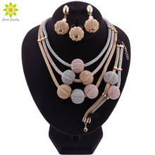 Fashion dubai gold jewelry nigerian beads necklace jewelry set for womem african wedding jewelry necklace earrings ring 2024 - buy cheap