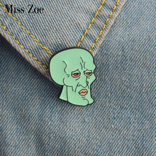 Squidward Enamel pins Cartoon Anime icons Brooch pinback button Denim Jeans Lapel Pin Badge Cartoon Jewelry Gift for Kids 2024 - купить недорого