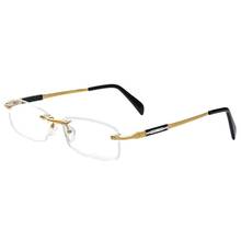 Chashma-gafas sin montura de cara ancha para hombre, lentes de graduación con montura de titanio puro, graduadas, con receta 2024 - compra barato