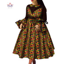 Vestido Bazin Riche Dashiki para mujer, estampado Floral africano, maxivestido con cinturón, manga acampanada, ropa Africana Vintage WY9049 2024 - compra barato