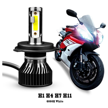 1 шт. 35 Вт мотоциклетный светодиодный головной фонарь H1 H4 H7 H11 лампа Противотуманные фары s COB светодиодные лампы передсветильник фонарь фара для Moto точечный свет s 6000K белый 2024 - купить недорого